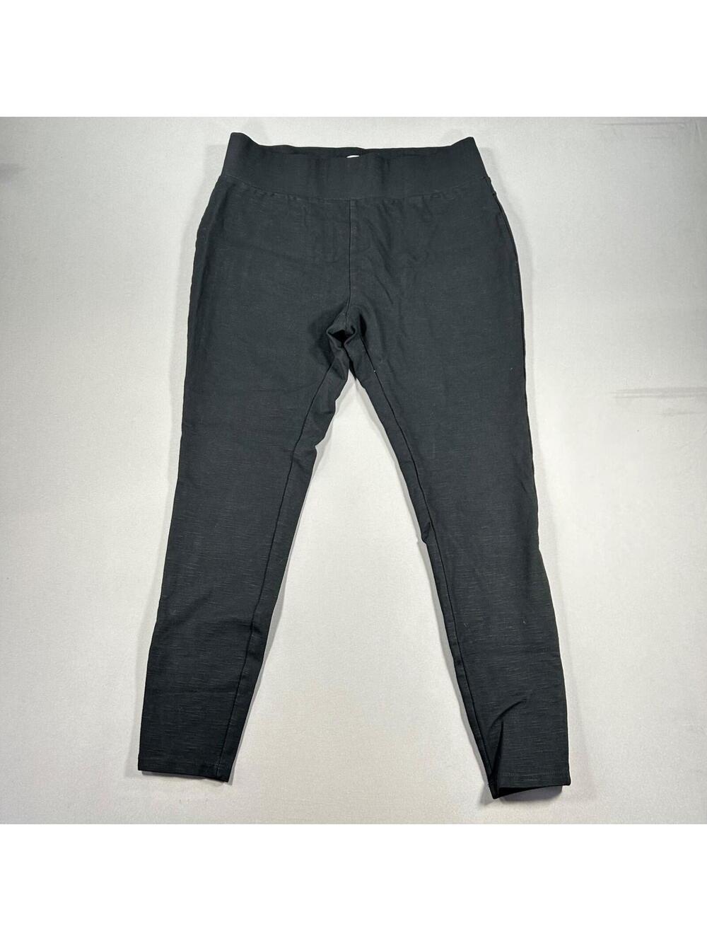 Matty M Womens Black Ponte Knit Pull On Straight Leg Pants Size Large Office